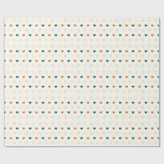 Papier Cadeau Lovely hearts / green orange cream