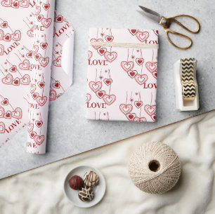 Papier Cadeau Lovely Love Red Hearts Saint Valentin
