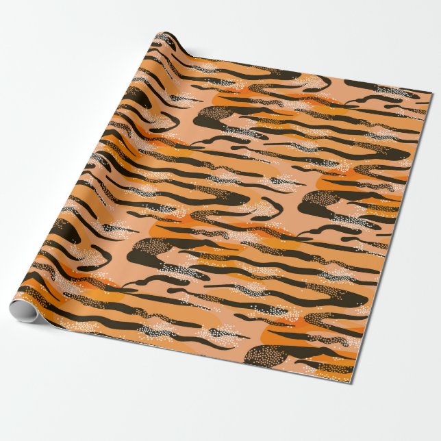 Papier Cadeau Lovely seamless tiger pattern,peach colour (Déroulé)