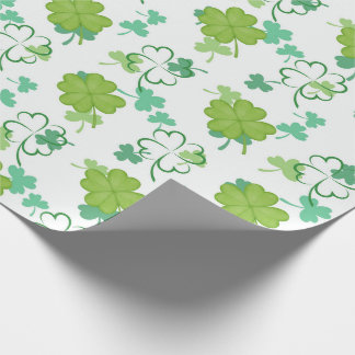 Papier Cadeau Lucky Clover Motif - Design Shamrock vert