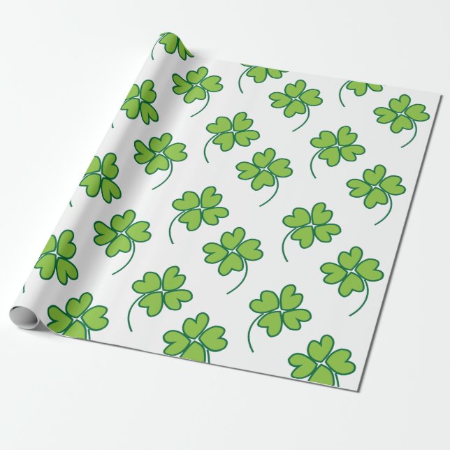 Papier Cadeau Lucky Four Leaf Clover (Déroulé)