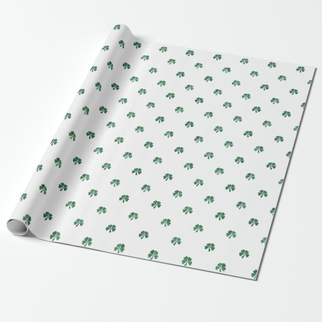 Papier Cadeau Lucky Little Four Leaf Cloches Saint Patricks Day (Déroulé)