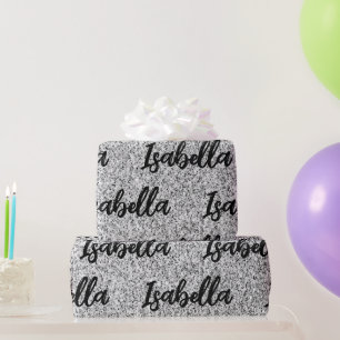 Papier Cadeau Lumière grise argentée scintillement scintille Nom