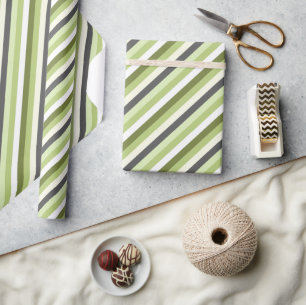 Papier Cadeau Lumière Vert Oblique Stripes Moderne tendance