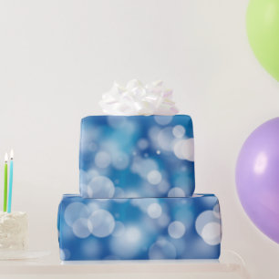 Papier Cadeau Lumières de la fête du Bokeh bleu