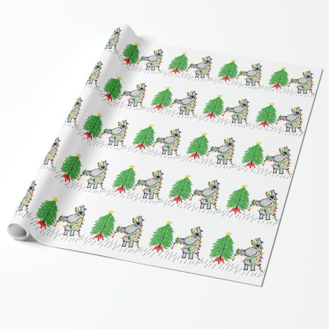 Papier Cadeau Lumières de Noël accrochantes d'âne (Déroulé)