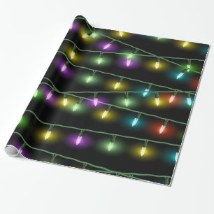 Papier Cadeau Lumières de Noël colorées