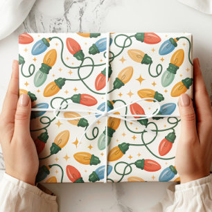 Papier Cadeau Lumières de Noël colorées rétro