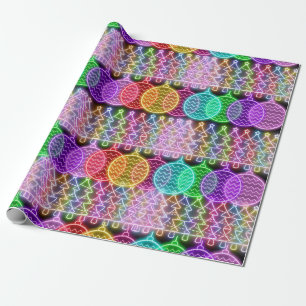 Papier Cadeau Lumières de Noël en néon coloré