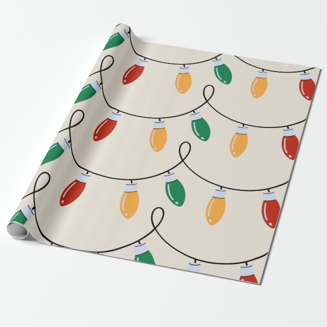 Papier Cadeau Lumières de Noël Vintage (Déroulé)