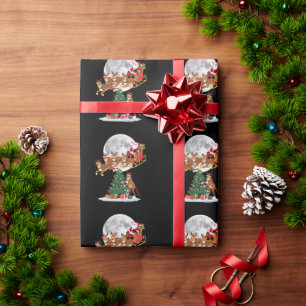 Papier Cadeau Lumières de sapin de Noël Drôle de Père Noël cheva