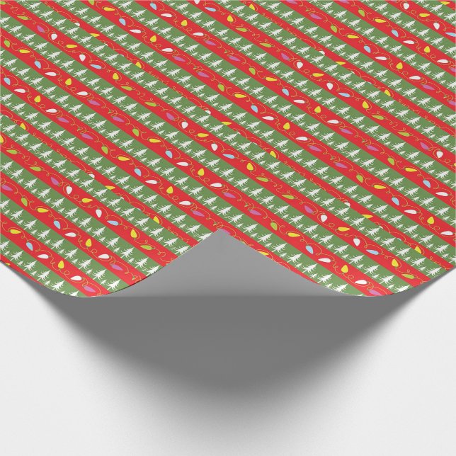 Papier Cadeau Lumières et arbres de Noël (Coin)