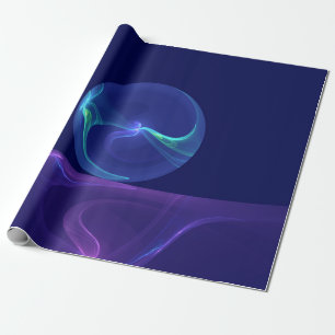 Papier Cadeau Lumineuse Bleu Violet Rêve Abstrait Fractal Art
