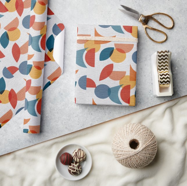 Papier Cadeau Lumineuse géométrique rétro Abstrait Moyen-siècle  (Artisanat)