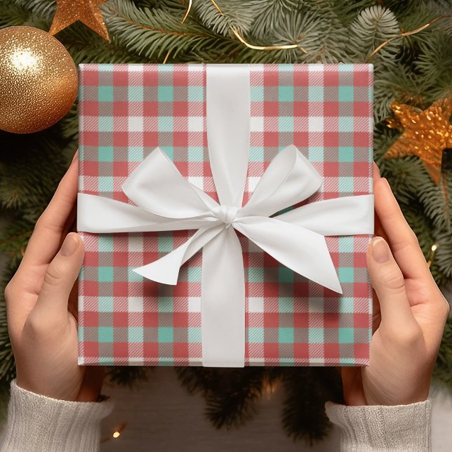 Papier Cadeau Lumineuse Rouge Turquoise Blanc Plaid cadeau de va (Créateur téléchargé)