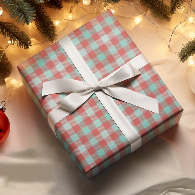 Papier Cadeau Lumineuse Rouge Turquoise Blanc Plaid cadeau de va (Créateur téléchargé)