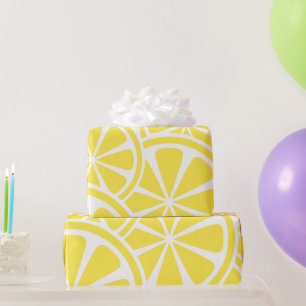 Papier Cadeau Lumineuses tranches de citron jaune Motif moderne