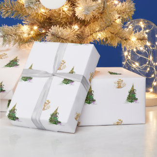 Papier Cadeau Luminous Green Holiday Tree wrapping paper 