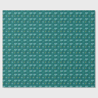Papier Cadeau Luna Moth Céleste Lunes & Étoiles Turquoise
