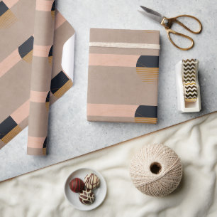 Papier Cadeau Lune Abstraite géométrique Lune Linéaire Beige mod