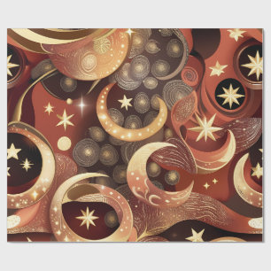 Papier Cadeau – Lune Céleste Terracotta Luxe 
