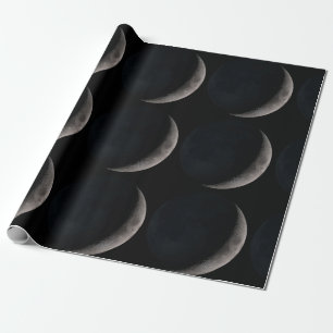 Papier Cadeau Lune de croissant Papier d'emballage cadeau noir d