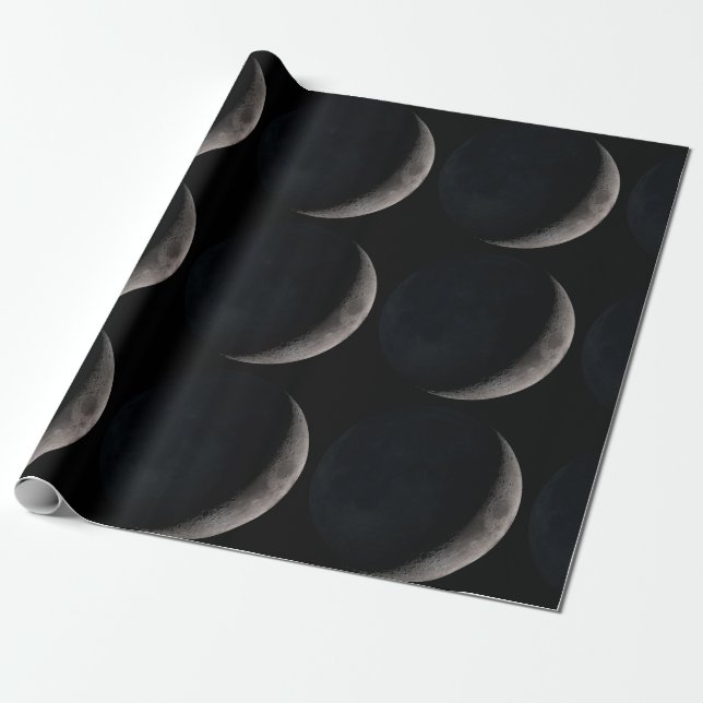 Papier Cadeau Lune de croissant Papier d'emballage cadeau noir d (Déroulé)