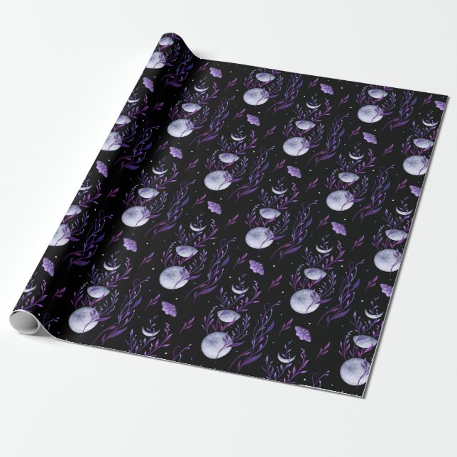 Papier Cadeau Lune pourpre et papillon (Déroulé)