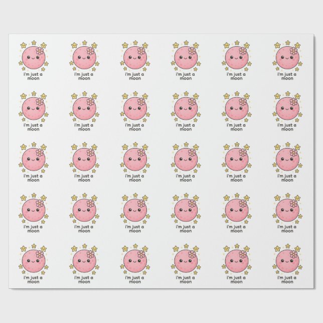 Papier Cadeau Lune rose avec cou (Plat)