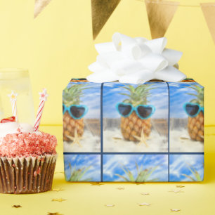 Papier Cadeau Lunettes de soleil du coeur sur ananas