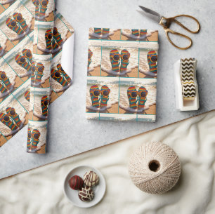 Papier Cadeau Lunettes de soleil funky sur des tongs dans le res
