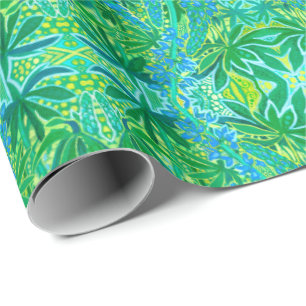 Papier Cadeau Lupine Fleurs Bohème Arabesque Motif Guerre verte