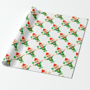 Papier Cadeau Lutins chanceux mignon avec trèfle