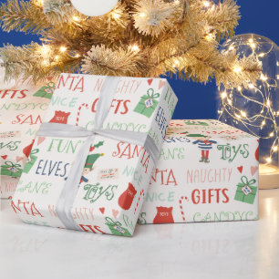 Papier Cadeau Lutins de Noël et Texte Amusant