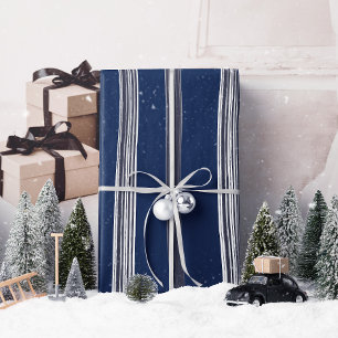 Papier Cadeau Lux Christmas White Stripes sur papier d'enveloppe
