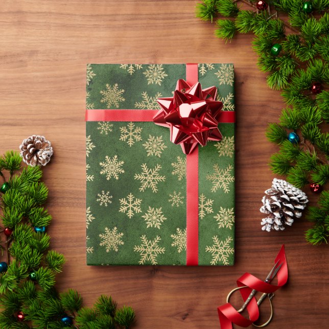 Papier Cadeau Luxe Chic Gold Snowflakes Noël (Cadeau de vacances)