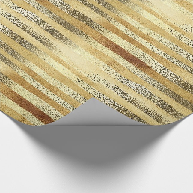 Papier Cadeau Luxe Chic Golden à rayures dessinées à la main (Coin)