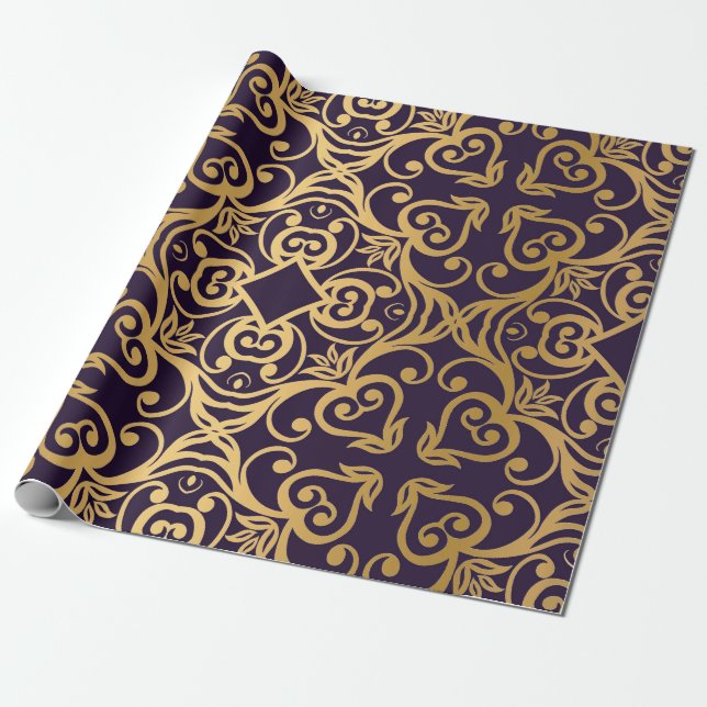PAPIER CADEAU LUXE ÉLÉGANT OR NOIR ANNIVERSAIRE MARIAGE WRAP (Déroulé)
