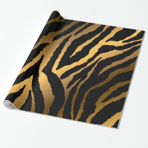 Papier Cadeau Luxe Elégante Ligne Noire Or Moderne