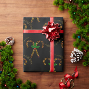 Papier Cadeau Luxe Gold Sucres de canne Noir Noël