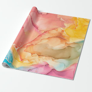 Papier Cadeau Luxe naturel peinture abstraite d'art fluide en al