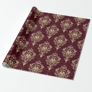 Papier Cadeau Luxe Royal Damask Gold Motif