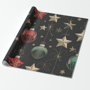 Papier Cadeau Luxueux ornement de Noël et étoile d'or