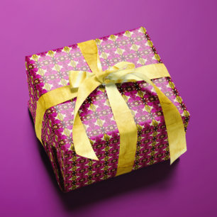 Papier Cadeau Luxueux Tahitian Tropical Fuchsia & Gold Boho