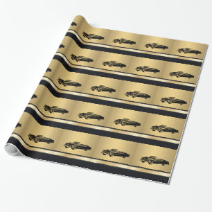 Papier Cadeau luxueux vintage classe doré vieille voiture person