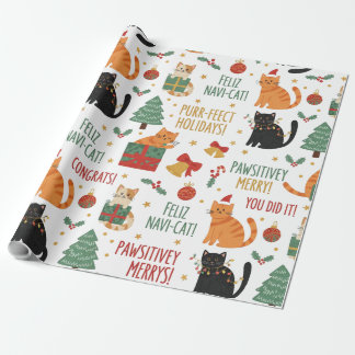 Papier Cadeau Luxury Cat Christmas Wrapping Paper Festive Feline