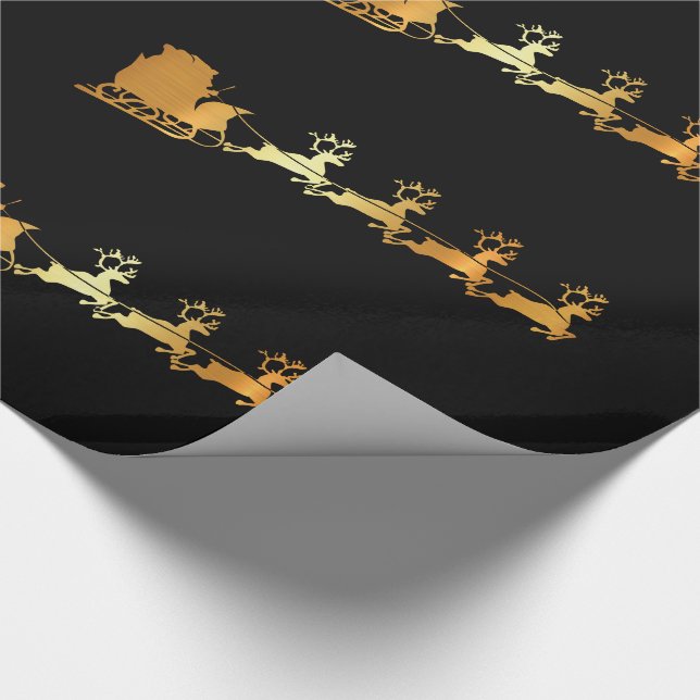 Papier Cadeau Luxury faux gold Santa on black X-mas (Coin)