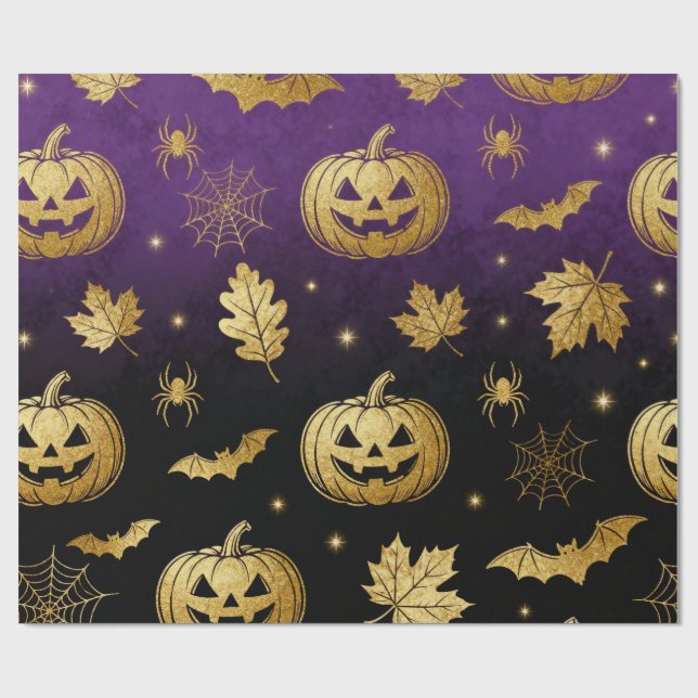 Papier Cadeau Luxury Gold Glitter Halloween Gift Wrap  (Plat)