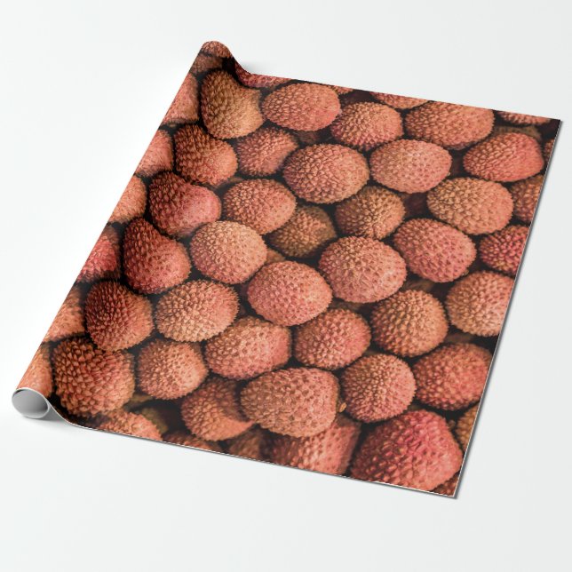 Papier Cadeau Lychee or Litchi fruit vegan et vegetarian (Déroulé)