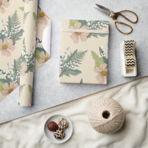 Papier Cadeau Lys de la Vallée Jardin Floral